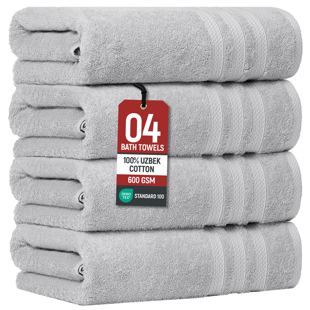 Extra Large Bath Towels, Set of 4 – 600 GSM Uzbek Cotton