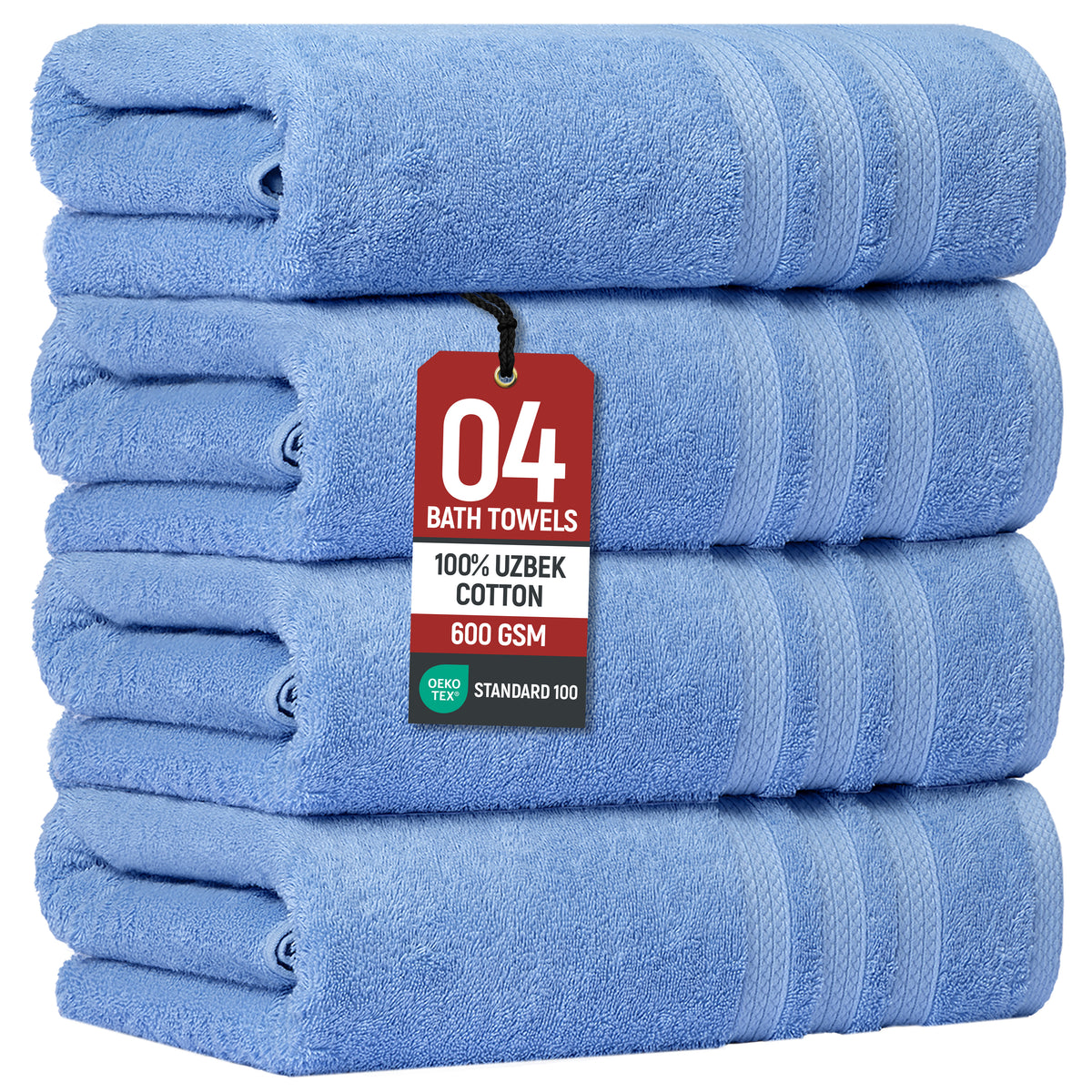 Extra Large Bath Towels, Set of 4 – 600 GSM Uzbek Cotton