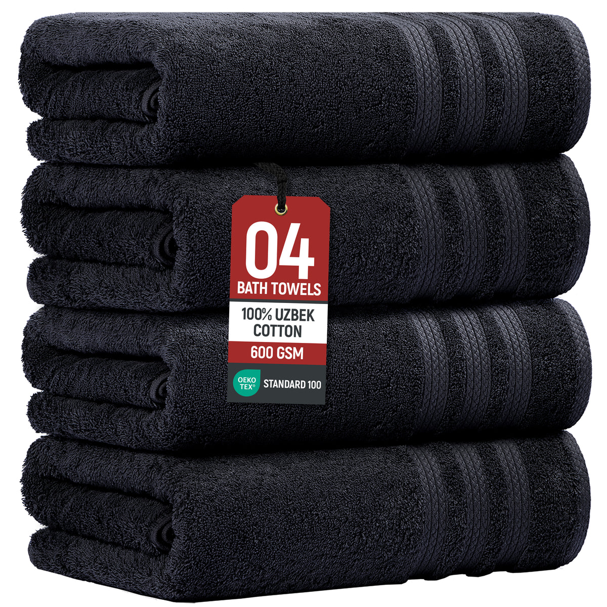 Extra Large Bath Towels, Set of 4 – 600 GSM Uzbek Cotton