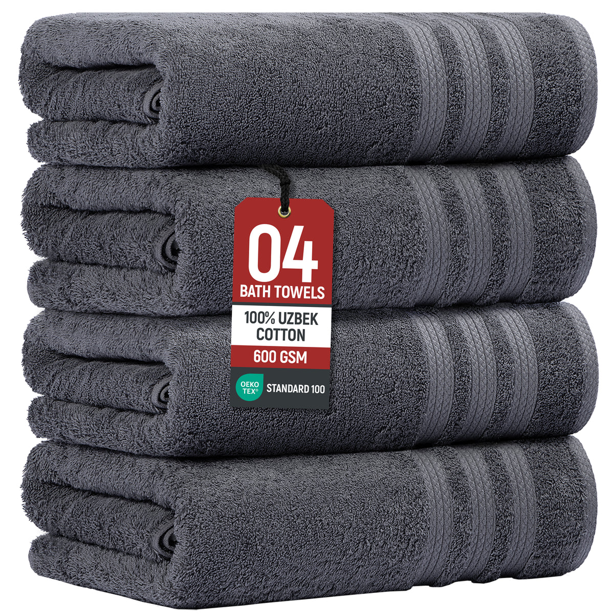 Extra Large Bath Towels, Set of 4 – 600 GSM Uzbek Cotton