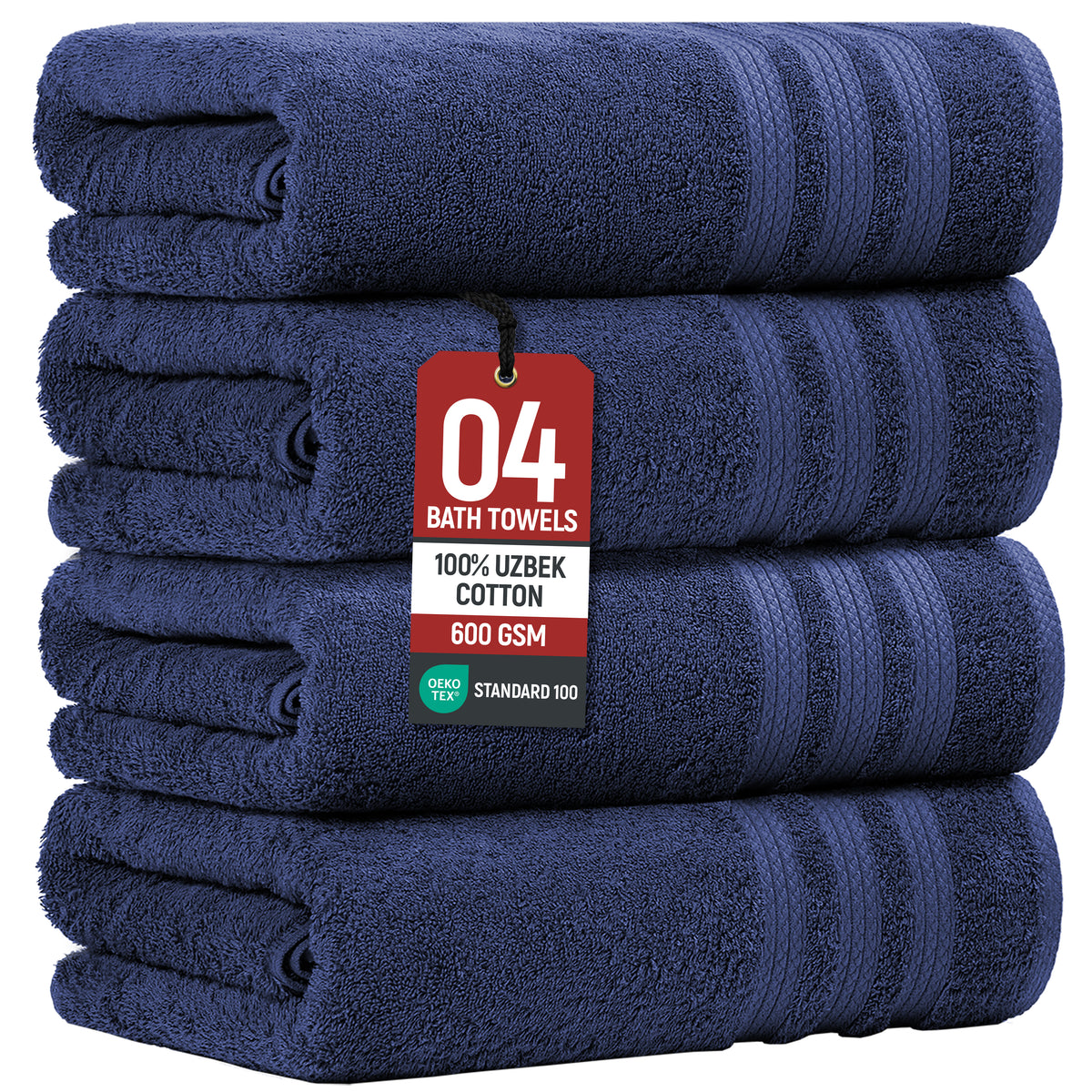 Extra Large Bath Towels, Set of 4 – 600 GSM Uzbek Cotton