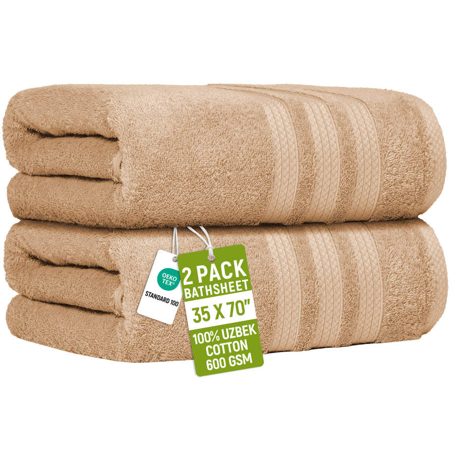 Oversized Bath Sheets, Set of 2 – 600 GSM Uzbek Cotton