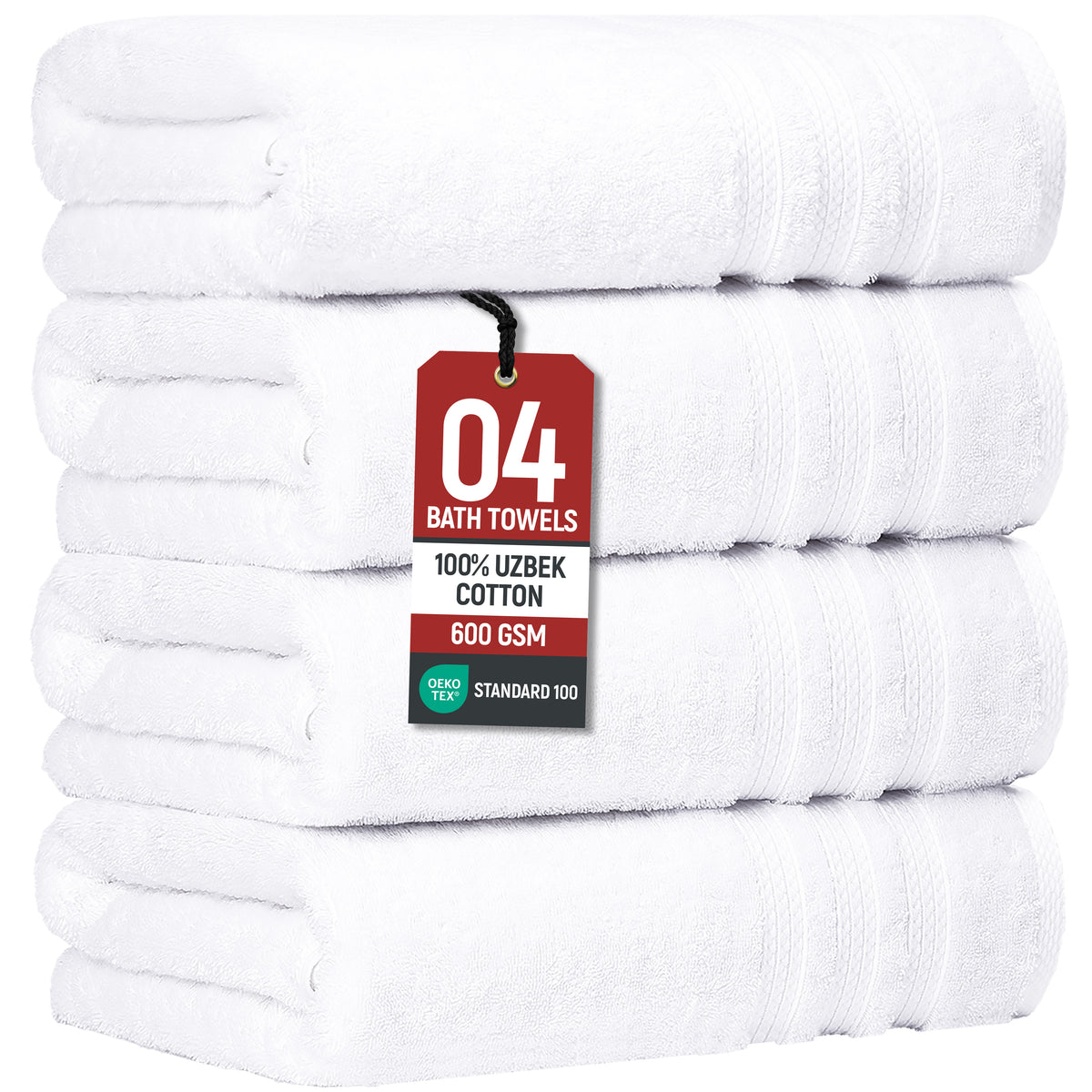 Extra Large Bath Towels, Set of 4 – 600 GSM Uzbek Cotton