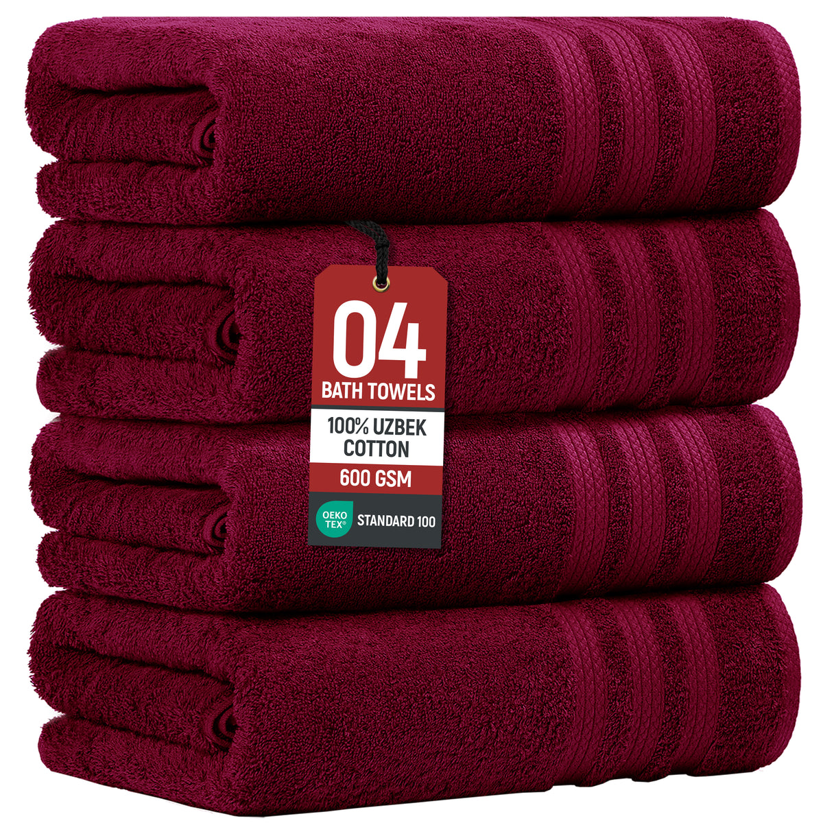 Extra Large Bath Towels, Set of 4 – 600 GSM Uzbek Cotton