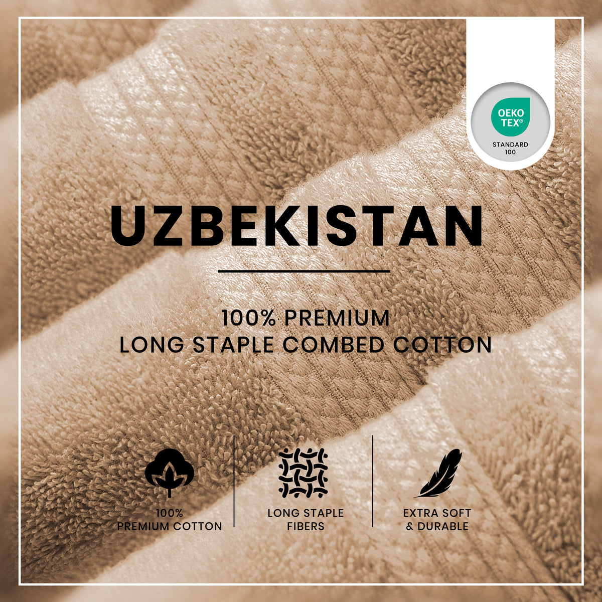 Extra Large Bath Towels, Set of 4 – 600 GSM Uzbek Cotton